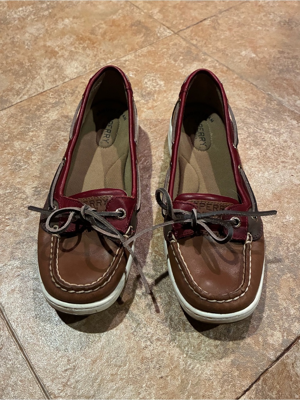 Sperry Women's Brown and Burgundy Leather Boat Shoes